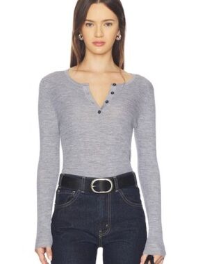 3634 NILI LOTAN Klarise Sweater Grey Silk Merino Wool Blend Medium